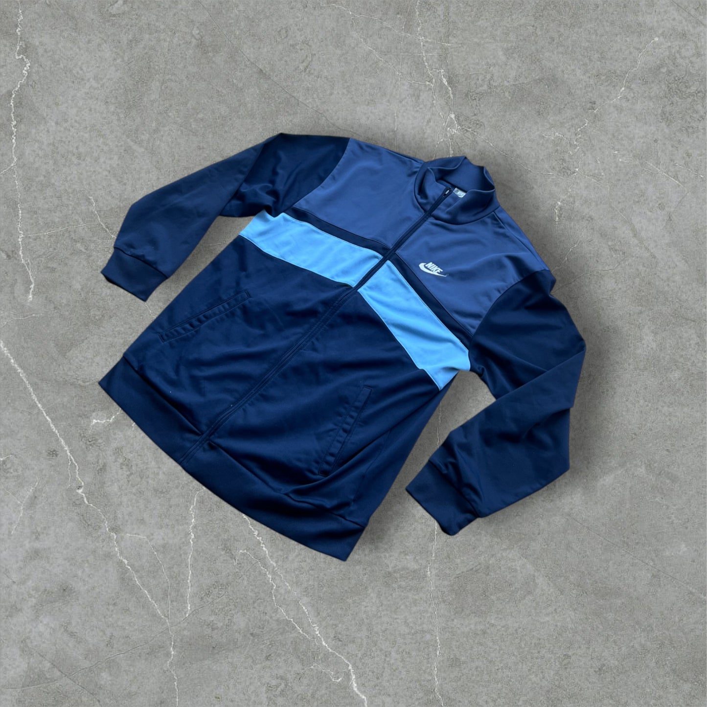 Vintage Nike Trainingsjacke Navy/Hellblau – Größe XL