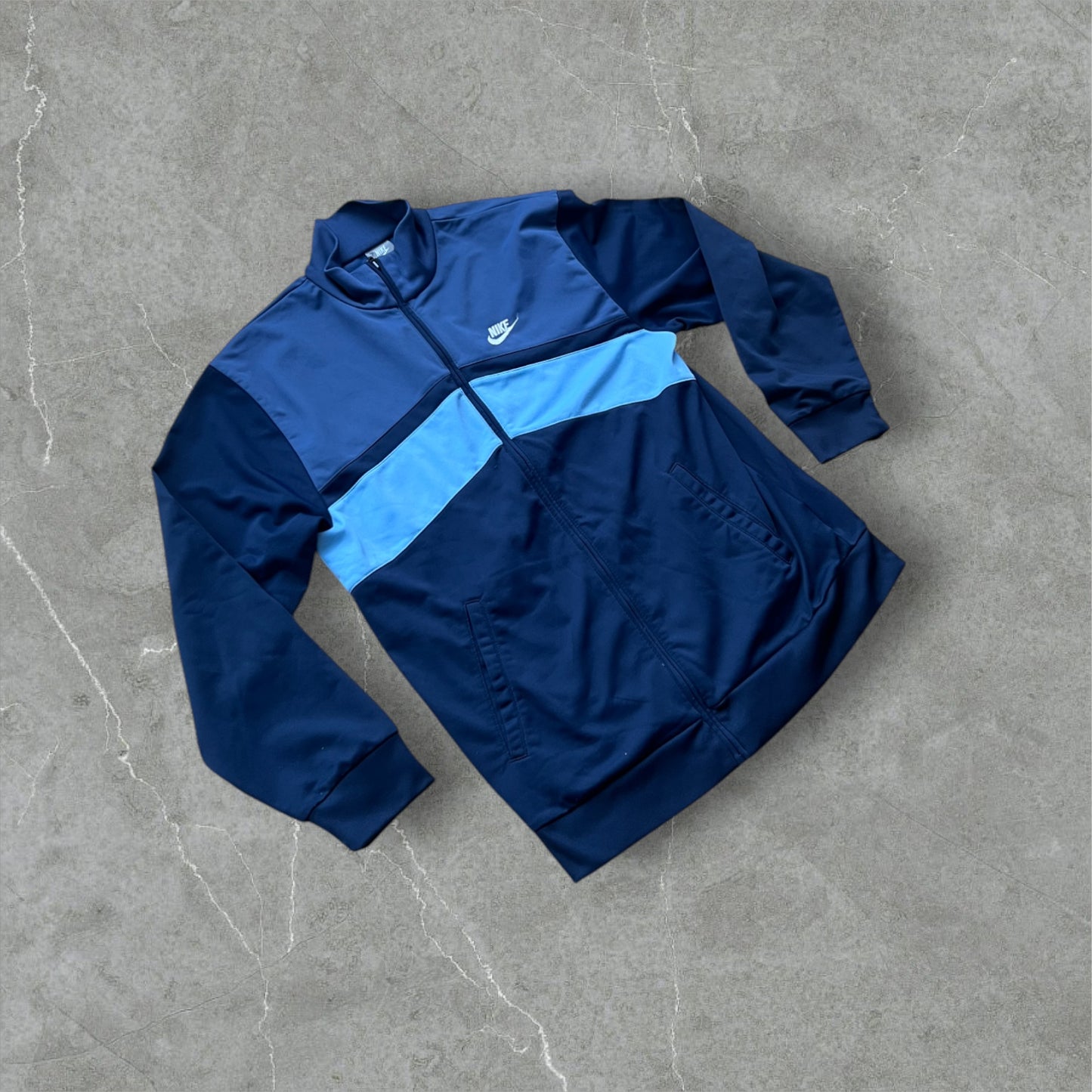 Vintage Nike Trainingsjacke Navy/Hellblau – Größe XL