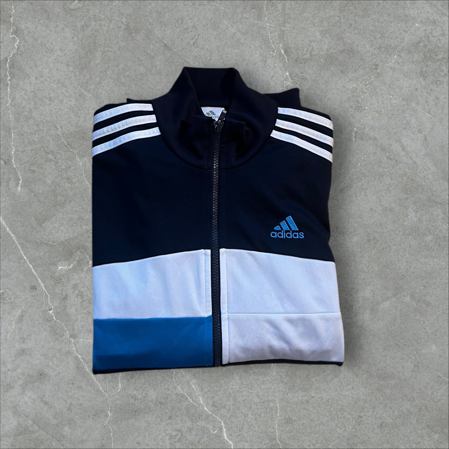 Vintage adidas Track Jacket Navy/White/Blue - Größe L
