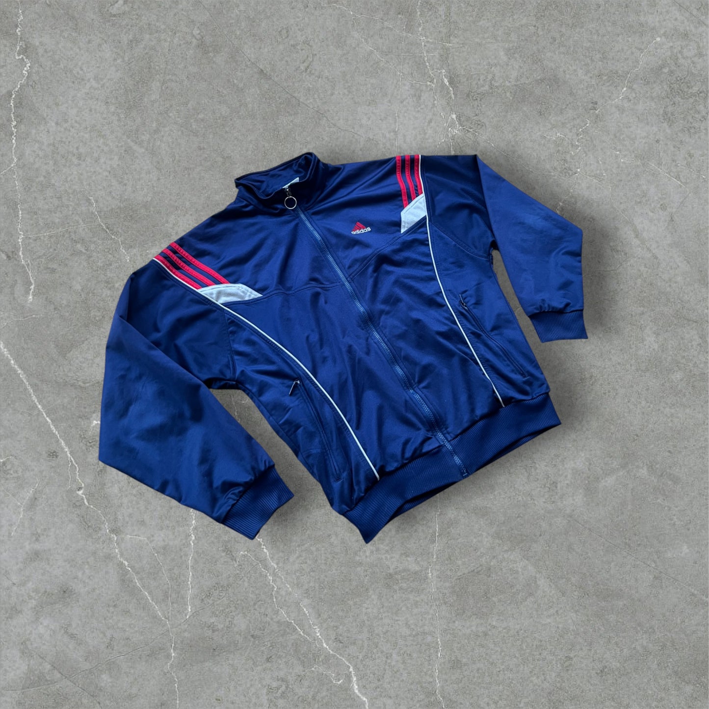 Vintage adidas Trainingsjacke Navy/Rot – Größe L