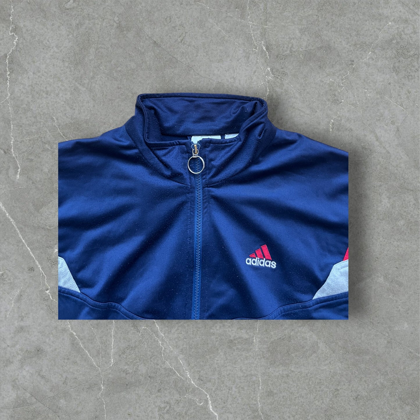 Vintage adidas Trainingsjacke Navy/Rot – Größe L
