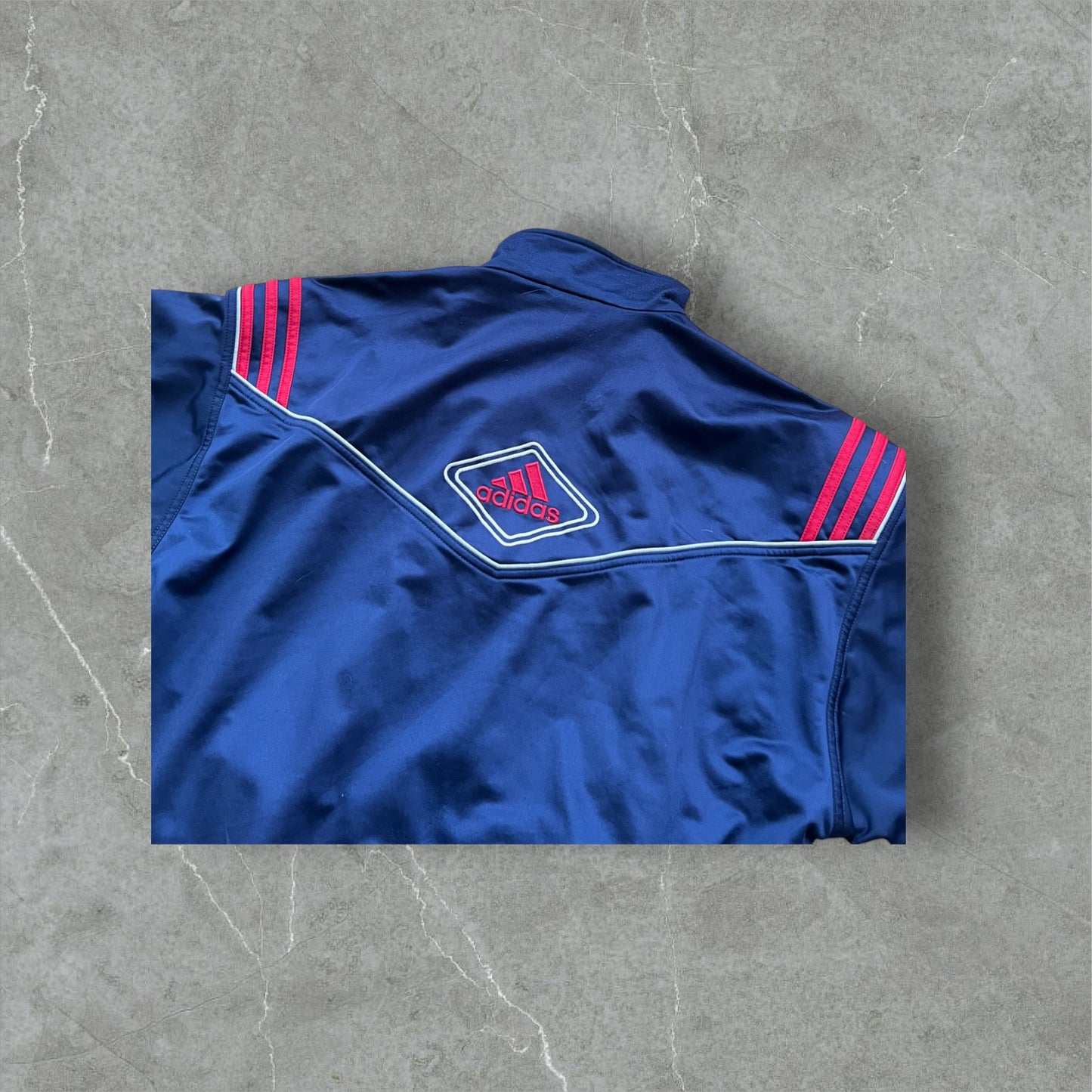 Vintage adidas Trainingsjacke Navy/Rot – Größe L