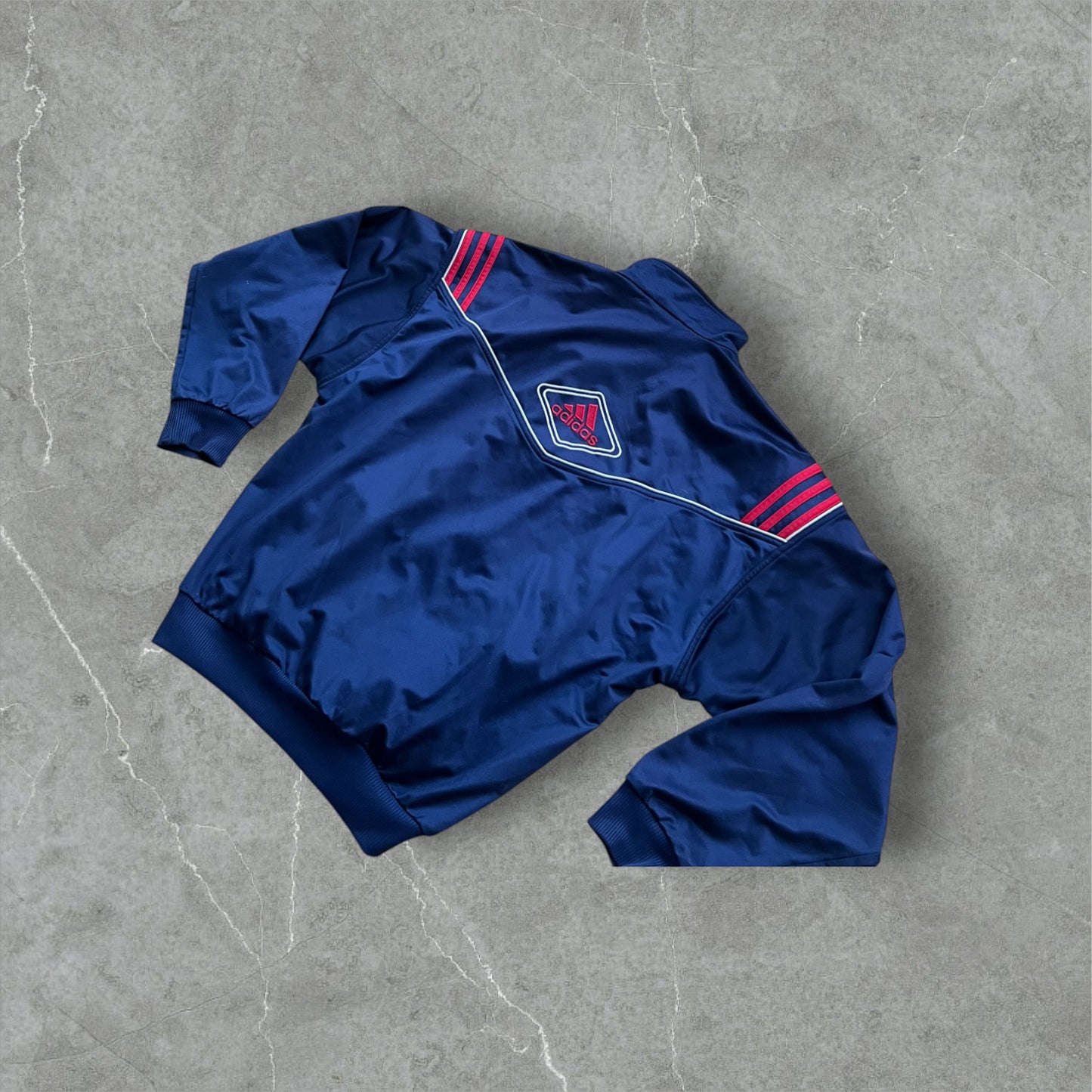 Vintage adidas Trainingsjacke Navy/Rot – Größe L