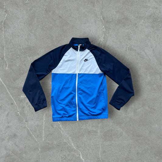 Vintage Nike Trainingsjacke Blau/Weiß/Marineblau – S